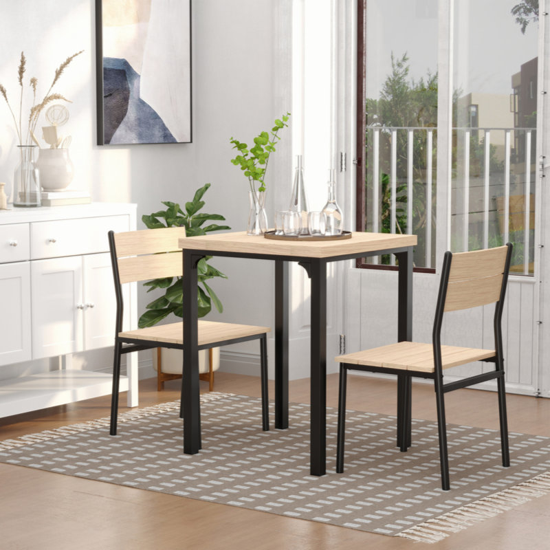 17 Stories HOMCOM 3 Piece Dining Table Set For 2 Modern Kitchen Table And Chairs Dining Room Set For Breakfast Nook Small Space Apartment Space Saving Wayfair